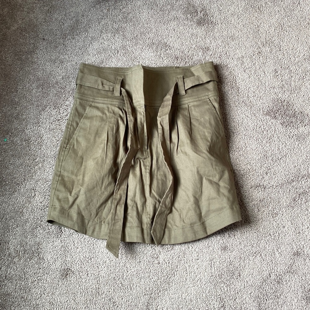 Shinestar Khaki Beige Belted High Waist Utility A-Line Skirt SIZE L